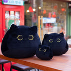 Peluche Chat Noir Kawaii aux Grands Yeux Jaunes