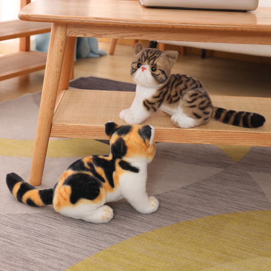 Peluche Chat Calico aux Grands Yeux