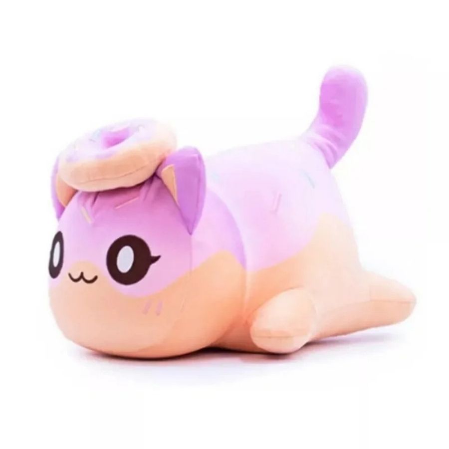 Peluche de Chat Kawaii Rose et Pêche avec Donut