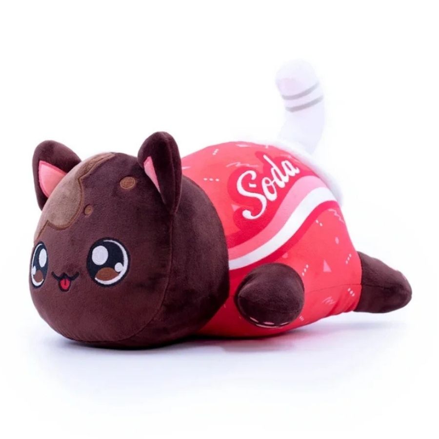 Peluche Chat Kawaii à Tête Marron et Corps Soda