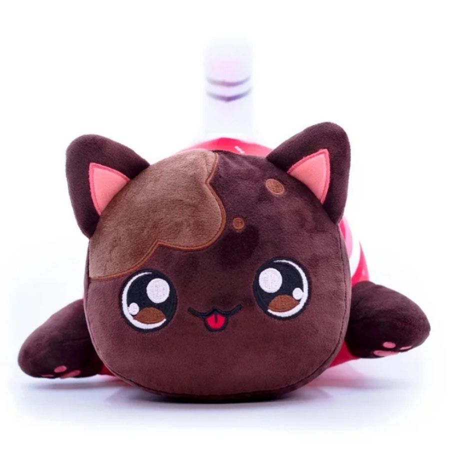 Peluche Chat Kawaii à Tête Marron et Corps Soda