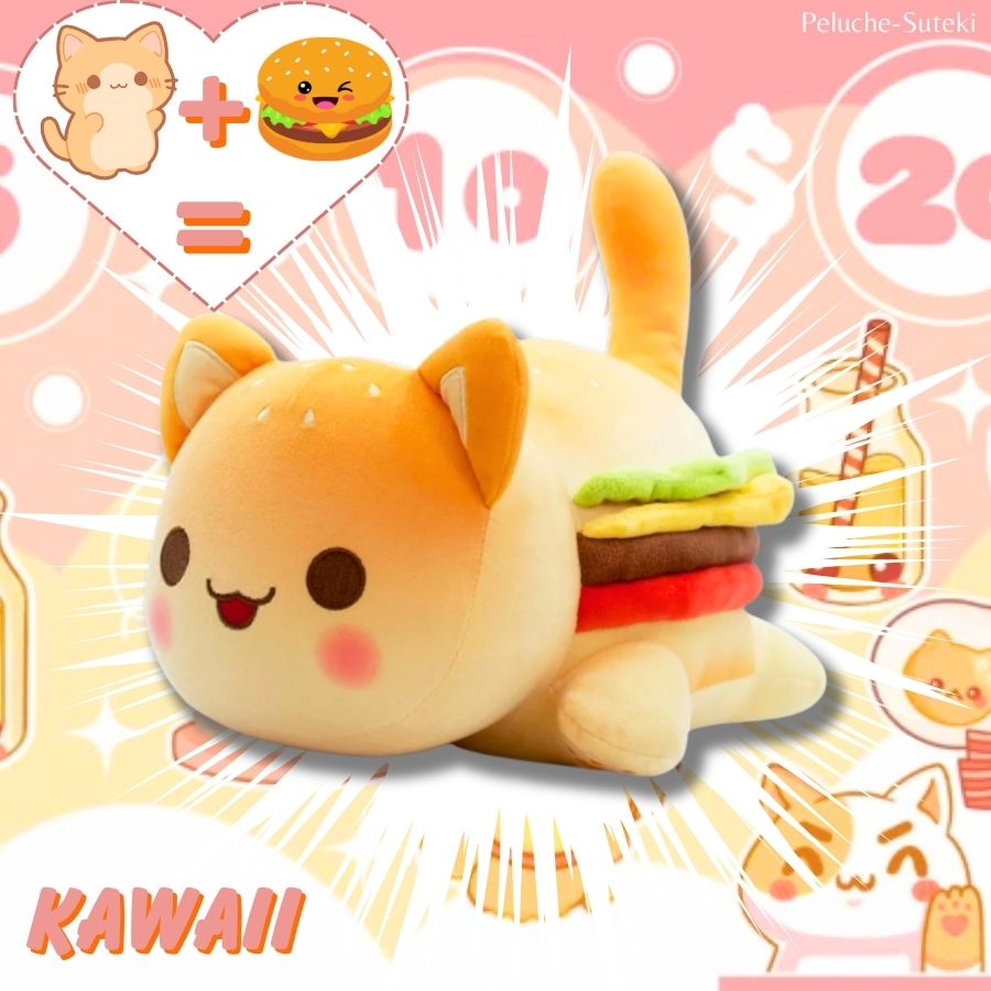 Peluche de Chat Burger Kawaii