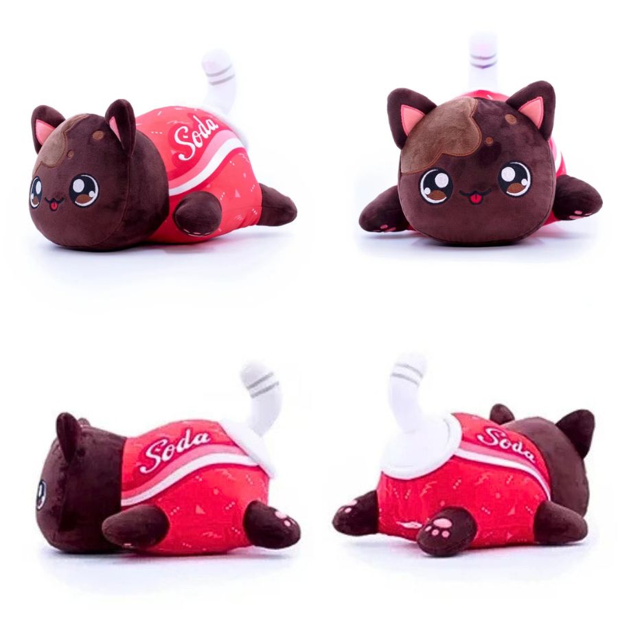 Peluche Chat Kawaii à Tête Marron et Corps Soda