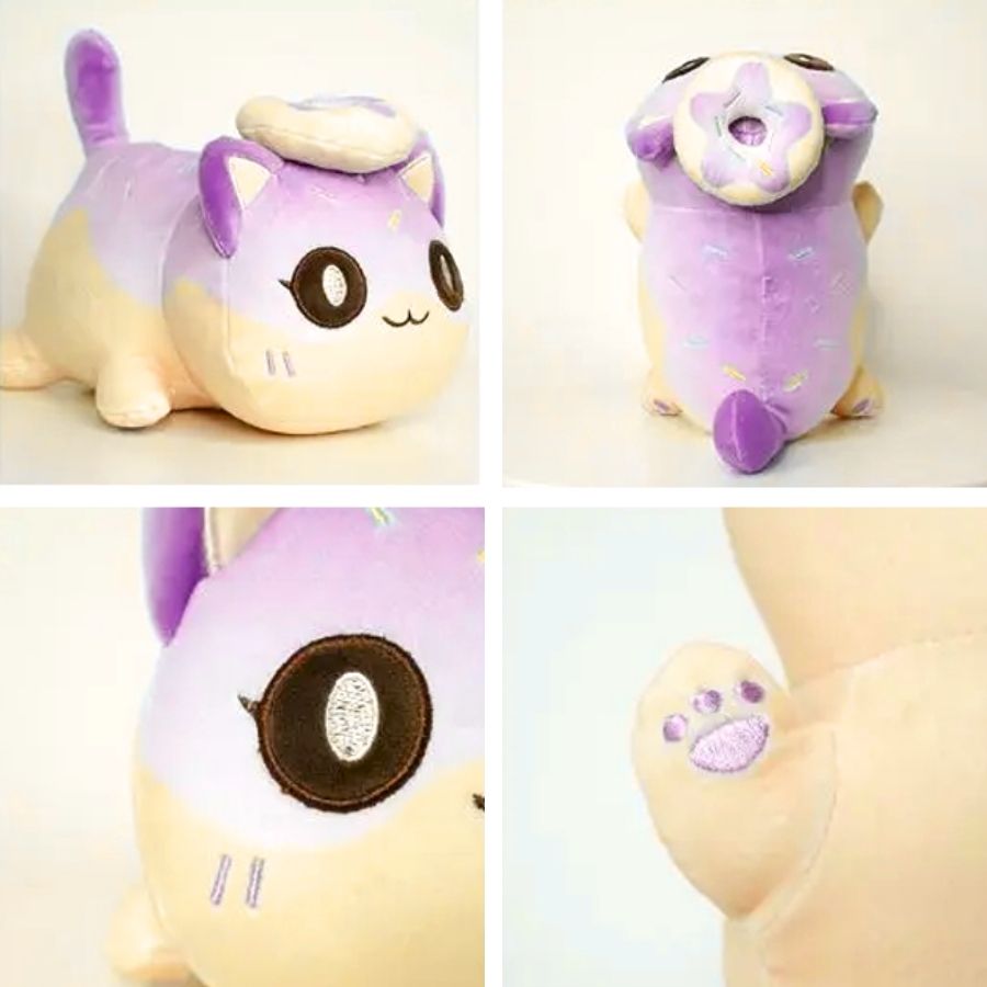 Peluche de Chat Kawaii Rose et Pêche avec Donut