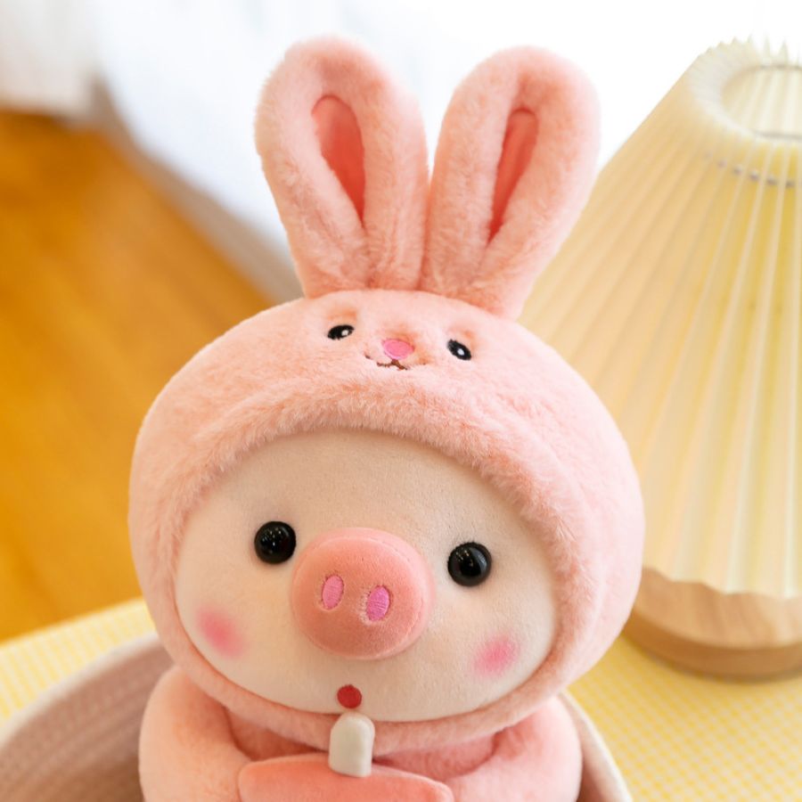 Peluche de Cochon en Grenouille Menthe à Boisson