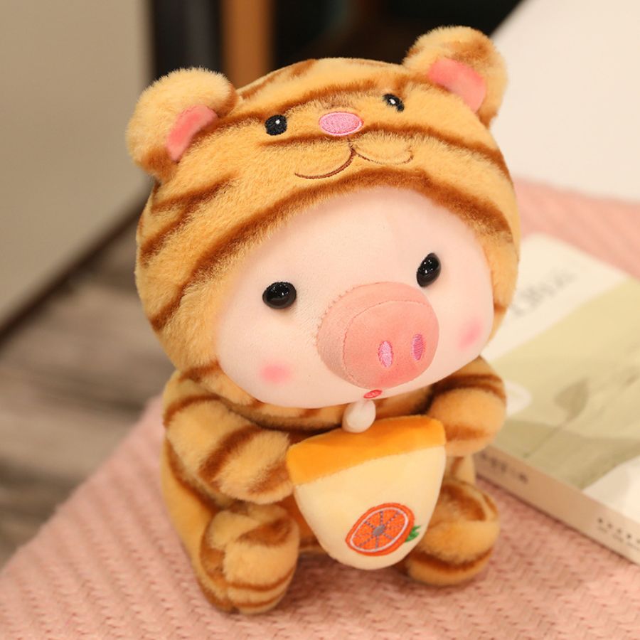 Peluche de Cochon en Grenouille Menthe à Boisson