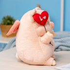 Peluche de Cochon Rose Pâle avec Ballon Cœur Rouge
