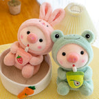 Peluche de Cochon en Grenouille Menthe à Boisson