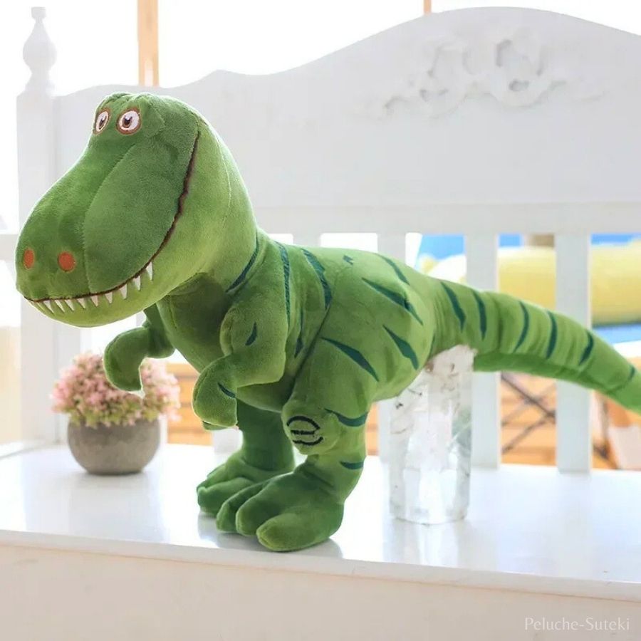 Peluche Dinosaure T-Rex Souriant en Gris Anthracite
