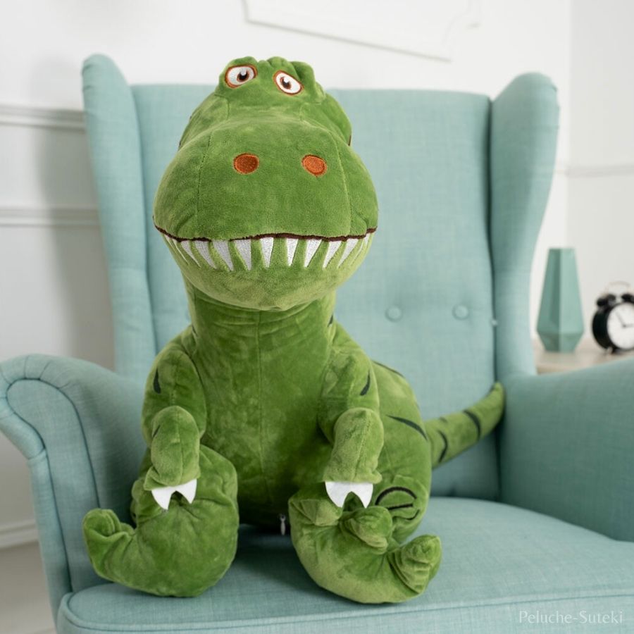 Peluche Dinosaure T-Rex Souriant en Gris Anthracite