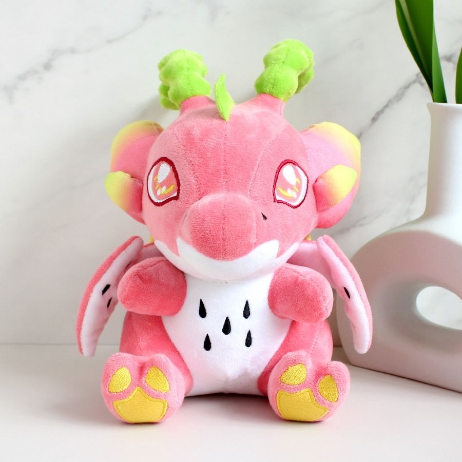 Peluche Rose Pitaya aux Cornes Vertes