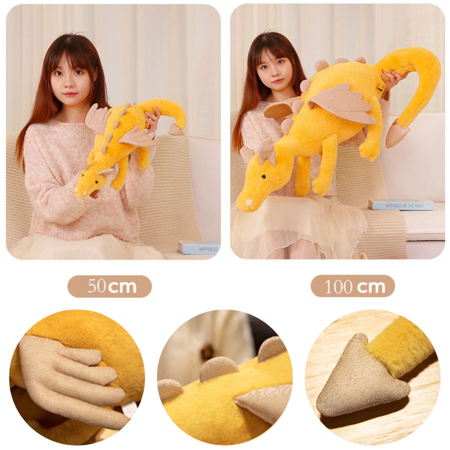 Peluche Dragon Gris Doux à Ailes Irisées