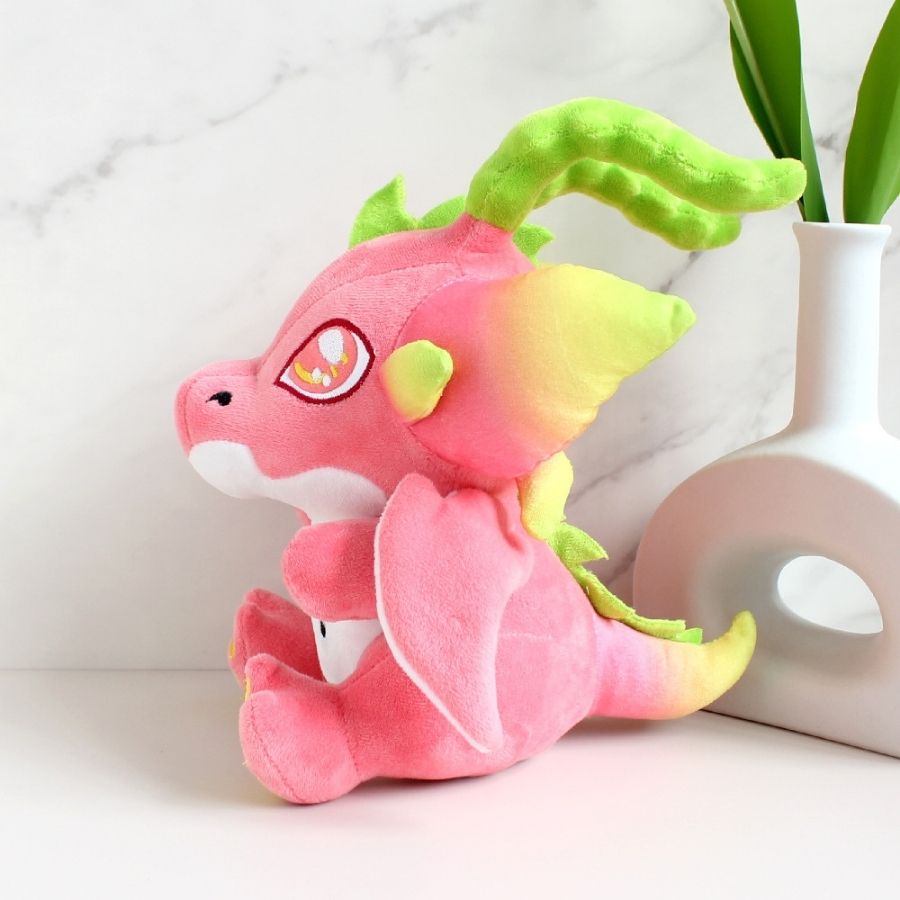 Peluche Rose Pitaya aux Cornes Vertes