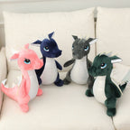 Peluche Dragon Gris Foncé aux Grands Yeux Bleus