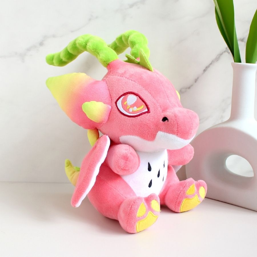 Peluche Rose Pitaya aux Cornes Vertes
