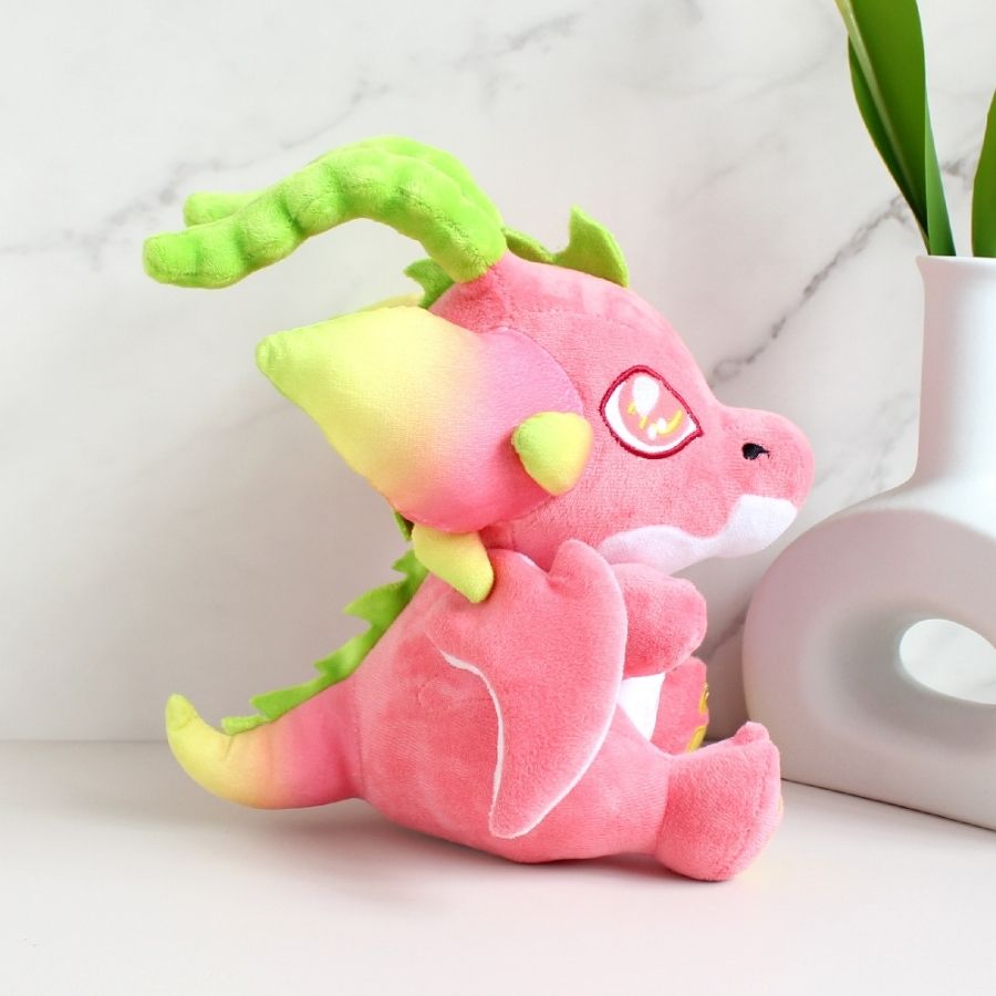 Peluche Rose Pitaya aux Cornes Vertes