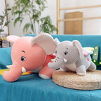 Peluche Éléphant Rose ou Grise à Ailes et Défenses