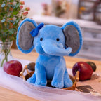 Doudou Éléphant Bleu Azur avec Joli Nœud