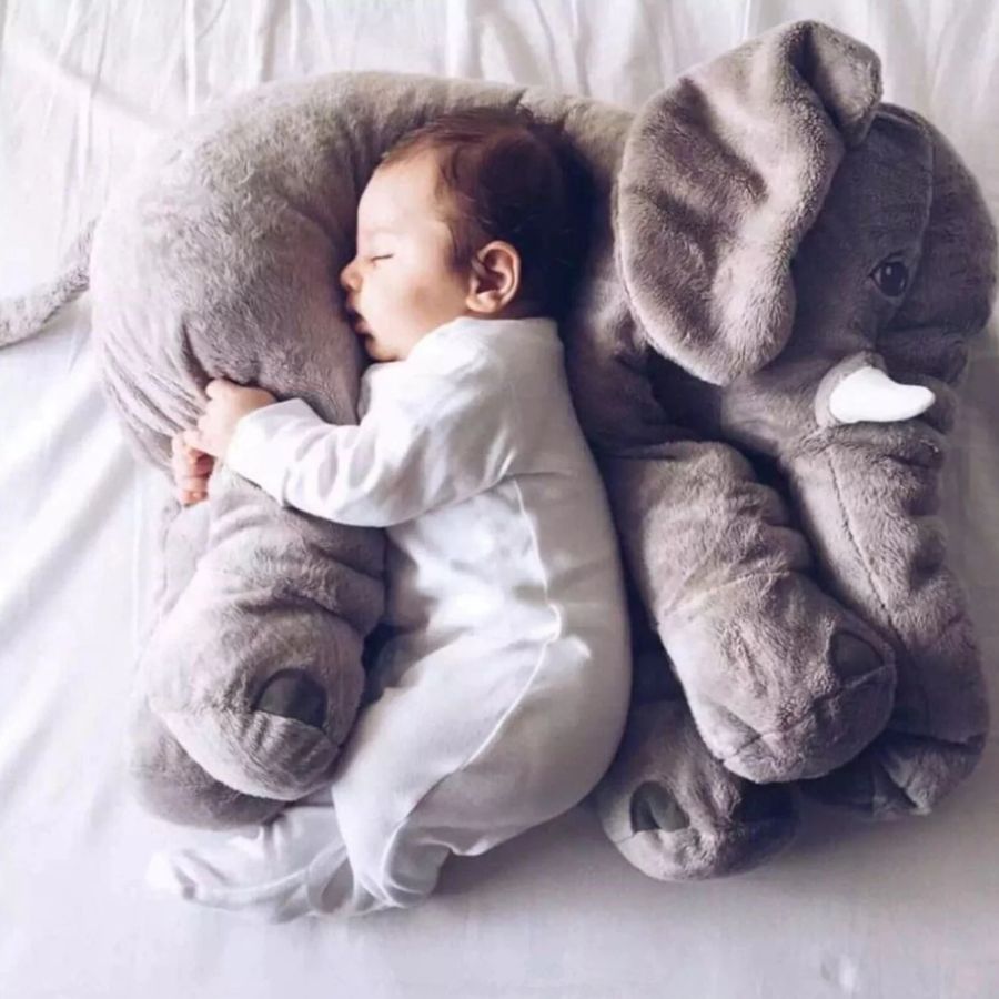 Doudou Éléphant Géant en Peluche Grise