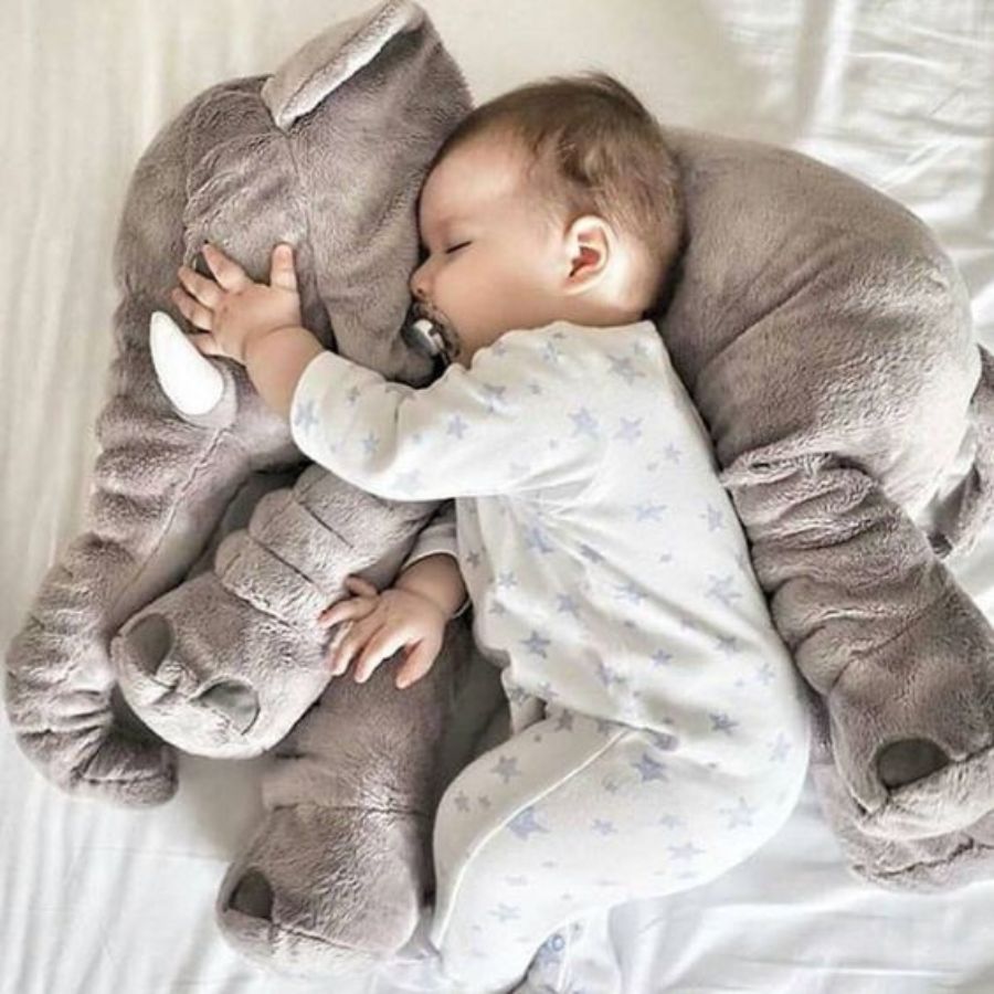 Doudou Éléphant Géant en Peluche Grise