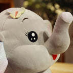 Peluche Éléphant Gris Clair avec Oreilles Irisées et Cils