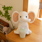 Peluche Éléphant Blanc Cassé à Grandes Oreilles