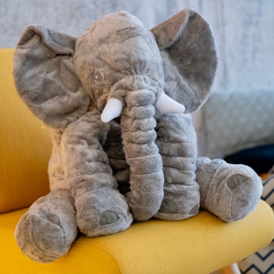 Doudou Éléphant Géant en Peluche Grise