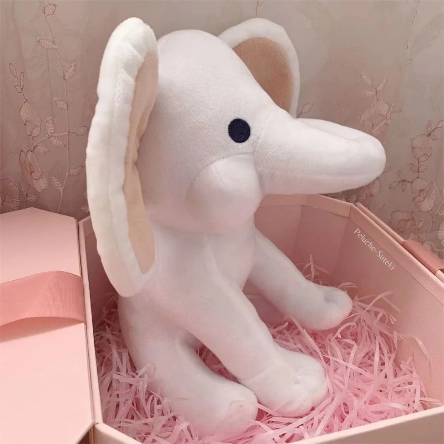 Peluche Éléphant Blanc Cassé à Grandes Oreilles