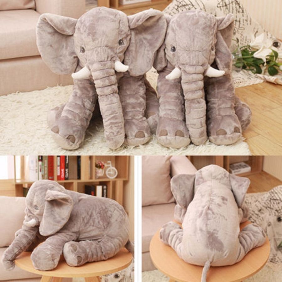 Doudou Éléphant Géant en Peluche Grise