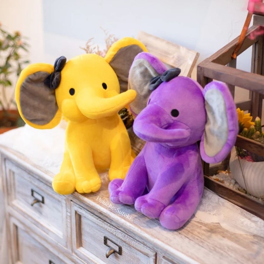 Doudou Éléphant Bleu Azur avec Joli Nœud