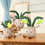 Peluche Pot de Fleurs Souriant avec Clochettes