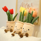 Peluche Tulipe en Pot Souriante à Pieds Pendus