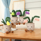 Peluche Pot de Fleurs Souriant avec Clochettes