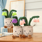 Peluche Pot de Fleurs Souriant avec Clochettes