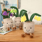 Peluche Pot de Fleurs Souriant avec Clochettes