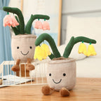 Peluche Pot de Fleurs Souriant avec Clochettes