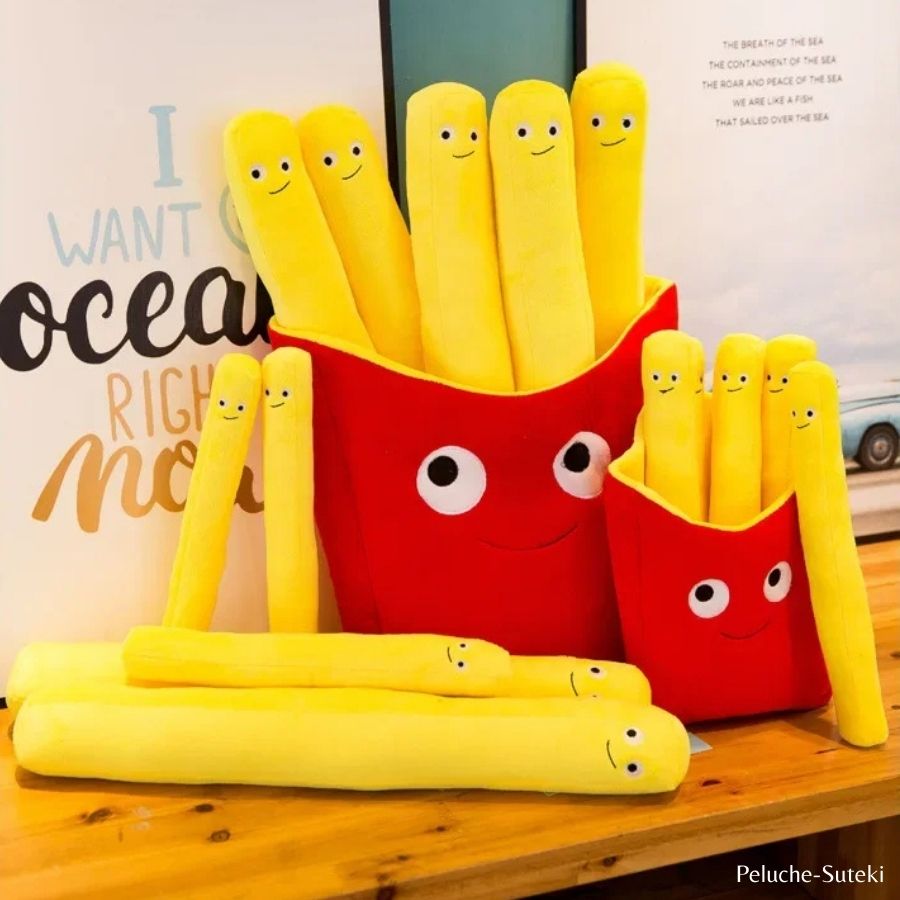 Peluche Frites Mignonnes Amovibles en Carton Rouge