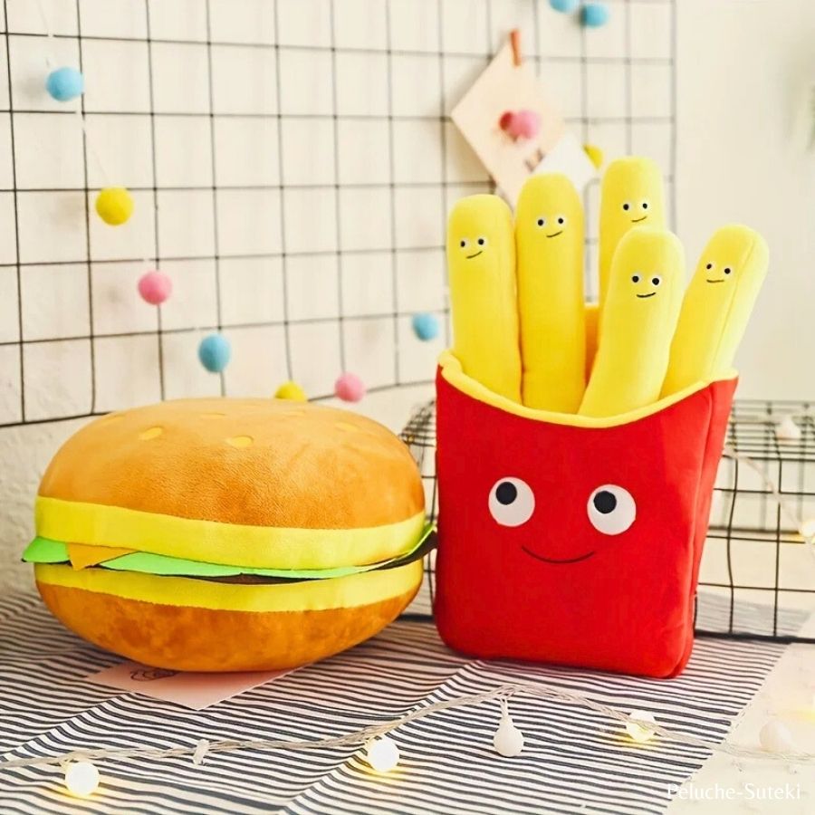 Peluche Frites Mignonnes Amovibles en Carton Rouge