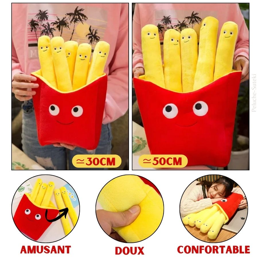 Peluche Frites Mignonnes Amovibles en Carton Rouge