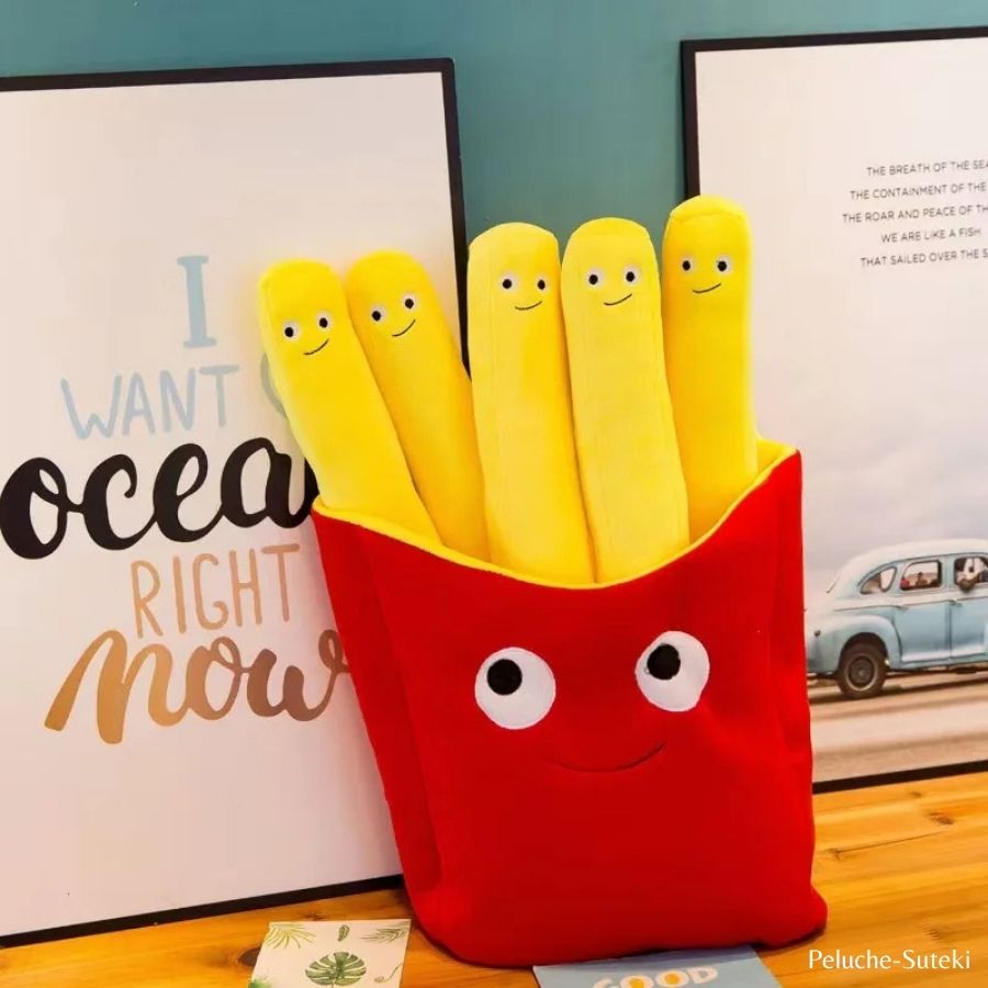 Peluche Frites Mignonnes Amovibles en Carton Rouge