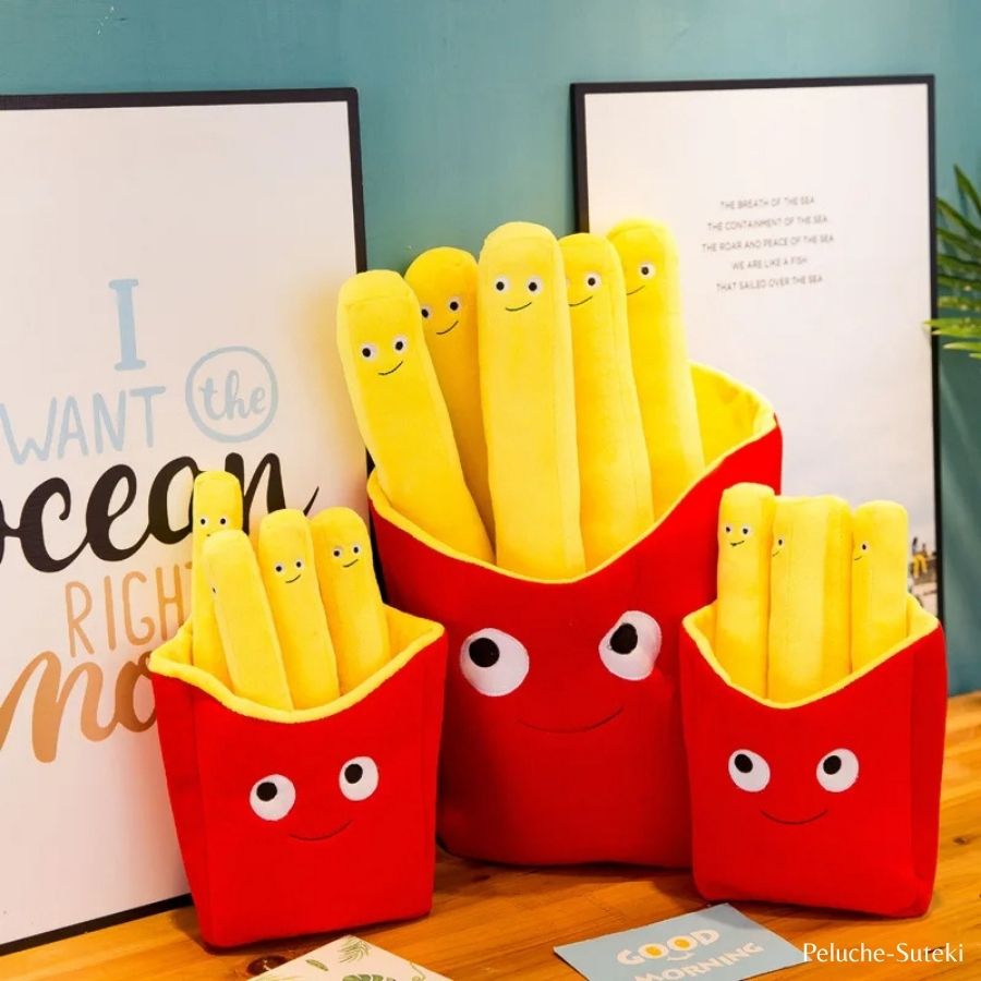 Peluche Frites Mignonnes Amovibles en Carton Rouge