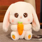 Peluche Lapin Blanc Crème aux Yeux Cœurs et Carotte