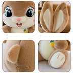 Peluche Lapin Marron Clair aux Yeux Bleus et Carotte