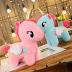 Peluche Licorne Rose à Corne Dorée et Étoile Bleue