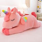 Peluche Licorne Endormie Rose ou Blanche Arc-en-Ciel