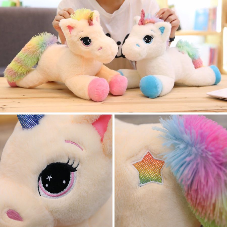 Peluche Licorne Douce Arc-en-Ciel Yeux Scintillants