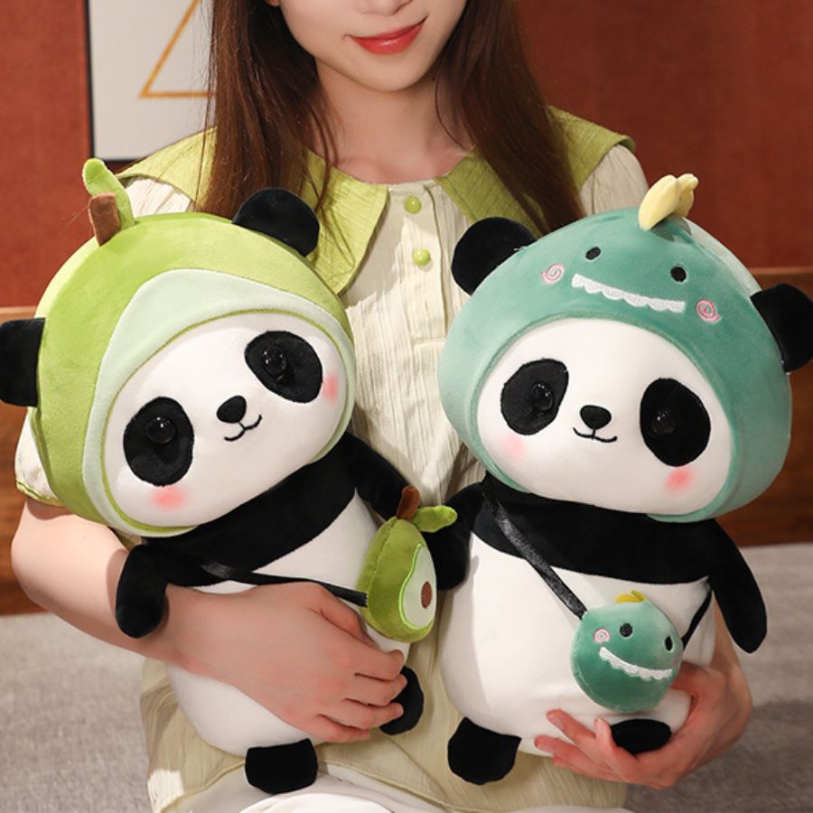 Peluche Panda Mignonne à Capuche Avocat et Sac