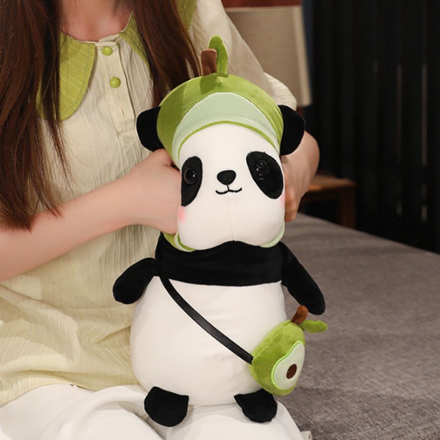Peluche Panda Mignonne à Capuche Avocat et Sac
