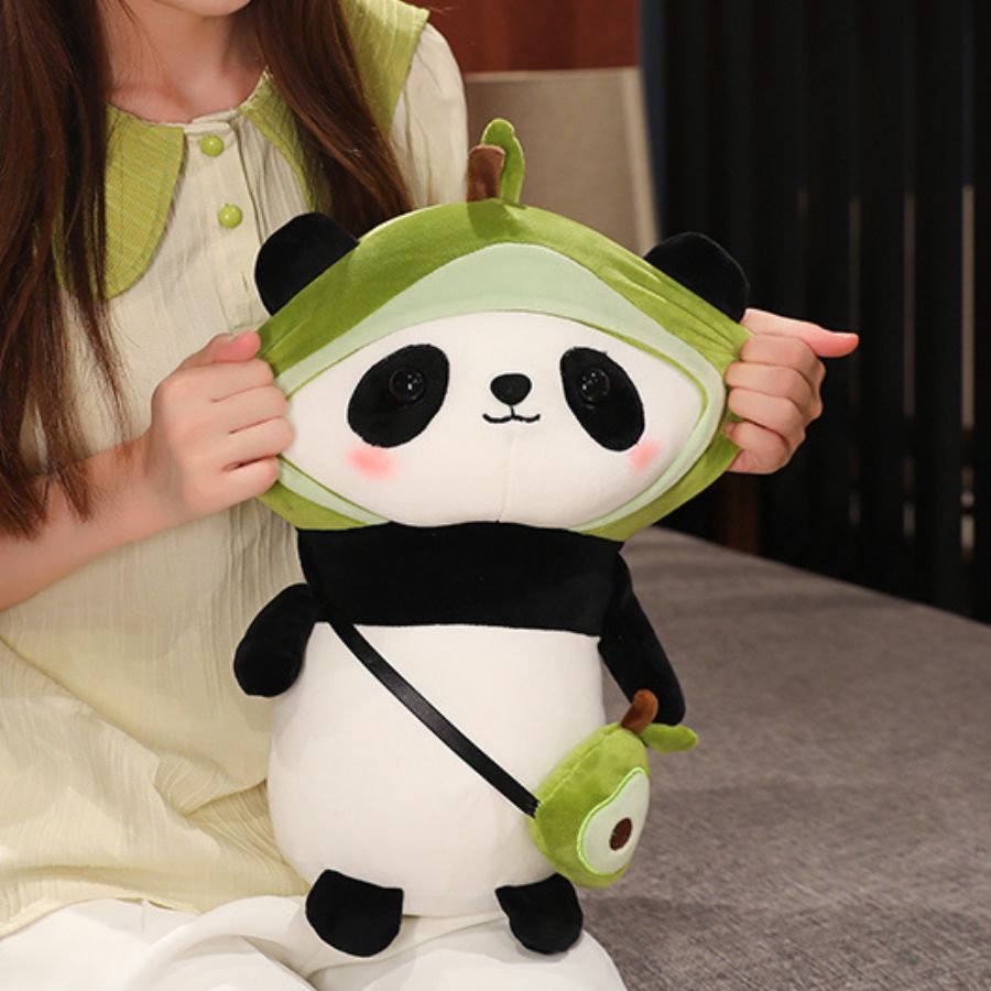 Peluche Panda Mignonne à Capuche Avocat et Sac