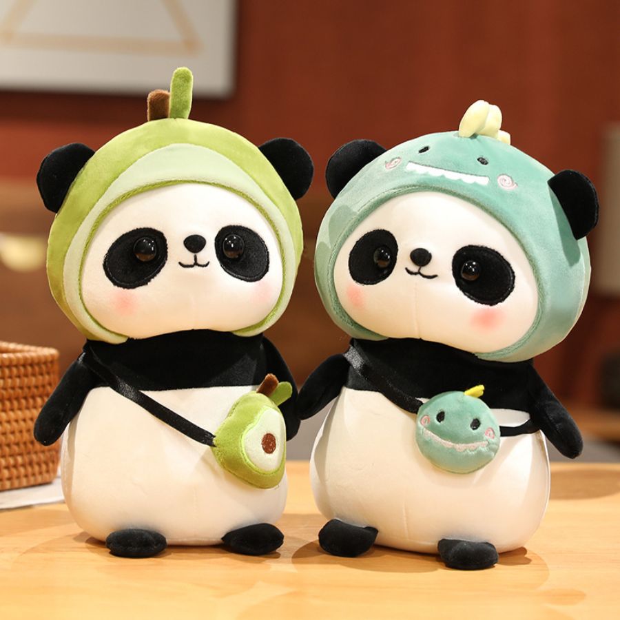 Peluche Panda Mignonne à Capuche Avocat et Sac